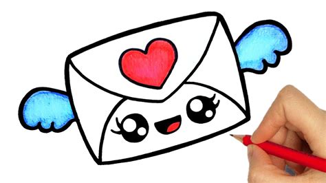 HOW TO DRAW AND COLORING A CUTE LOVE ENVELOPE KAWAII EASY STEP BY STEP