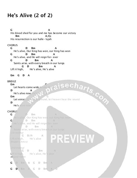 He's Alive Chords PDF (Dustin Smith) - PraiseCharts