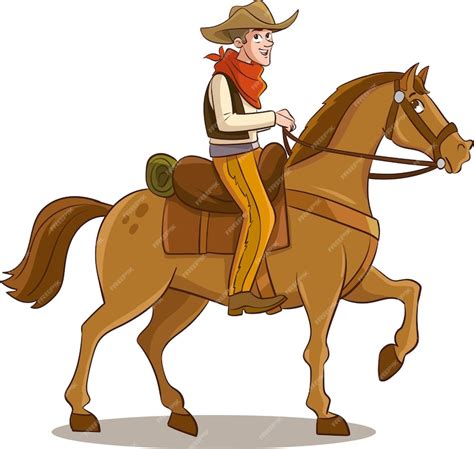 Premium Vector | Illustration of a cowboy riding on a horse Cartoon style