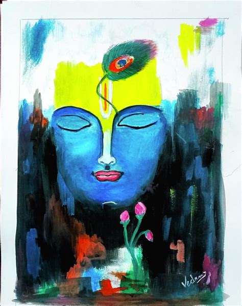 Lord Krishna water colour art Painting by Veda Art | Pixels