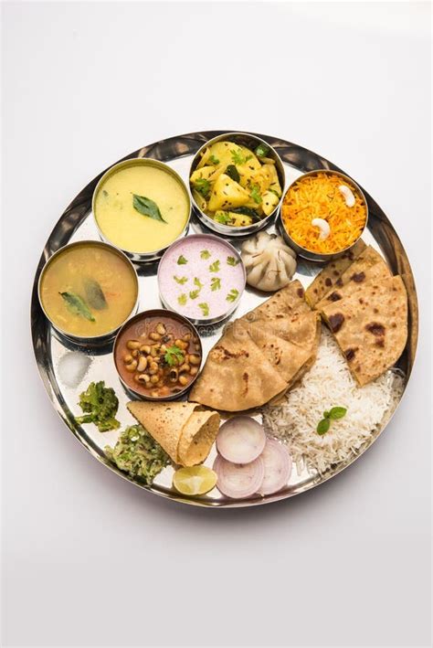 Vegetarian Food Thali or Platter from Maharashtra, India Stock Image ...