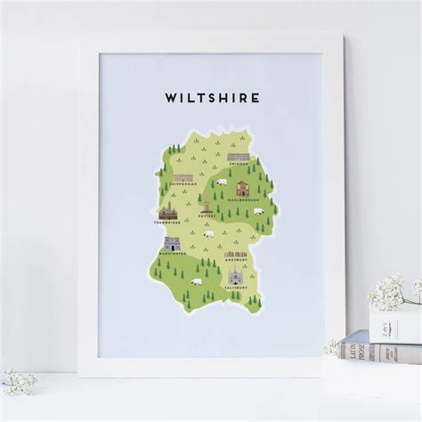 Map Of Wiltshire Print By Pepper Pot Studios | Illustrated map ...