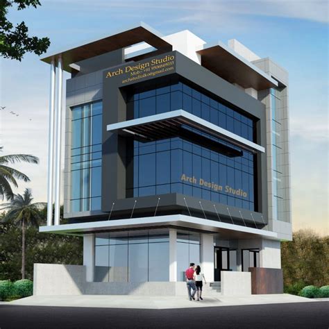 Corner Commercial Building Elevation | Front building design ...