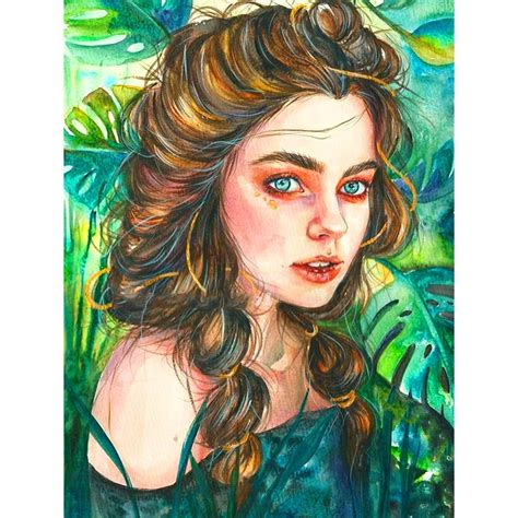 5D Diamond Painting Green Women Paint with Diamonds Art Crystal Craft Decor Watercolor Face ...