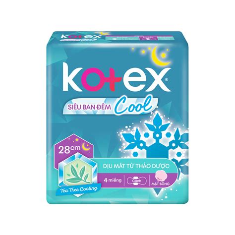 Băng Vệ Sinh Kotex Siêu Ban Đêm Thảo Dược Cool 28cm 4 MiếngHerbal Cool Night - 28cm