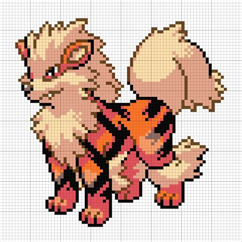 #59 Arcanine | Pixel art, Pixel art pokemon, Pokemon