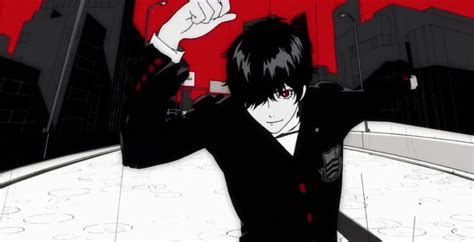 an anime character with black hair and red eyes pointing at something ...