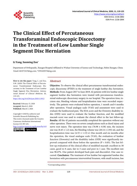 (PDF) The Clinical Effect of Percutaneous Transforaminal Endoscopic ...