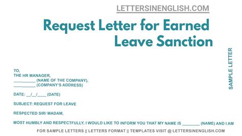 Request Letter For Earned Leave Sanction - Sample Letter of Request for Earned Leave (EL) - YouTube