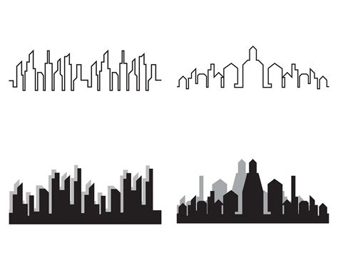 City Skyline Silhouette : Premium Vector | Cityscapes, town skyline ...