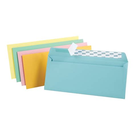 Staples EasyClose Pastel Color #10 Envelopes 4 1/8"H x 9 1/2"W Assorted ...