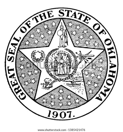 Great Seal State Oklahoma 1907 This Stock Vector (Royalty Free ...