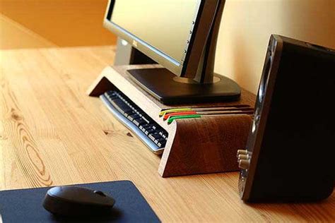 Handmade Wooden Monitor Stand with Pen Holder | Gadgetsin