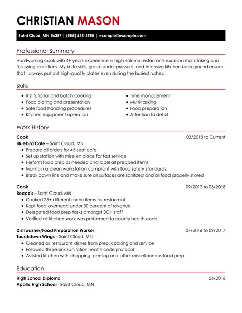 Professional Cook Resume Examples | Culinary | LiveCareer