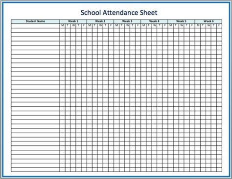 School Attendance Sheet | Attendance sheet, Attendance sheet template, Student attendance sheet