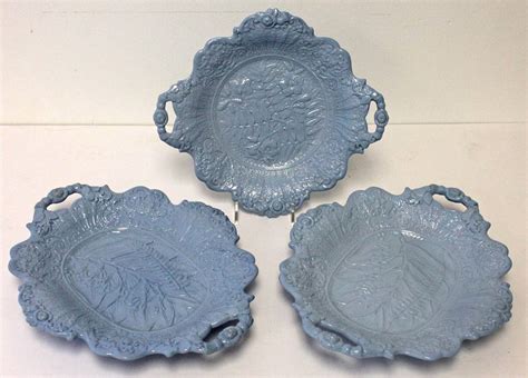 Lot Of 3 Pcs Of Early 19thc Handled Blue Plates Possibly Wedgwood) 10 1 ...