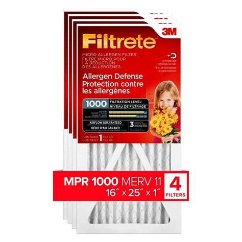 Filtrete 16-inch x 25-inch x 1-inch Allergen Defense MPR 1000 Micro Allergen Filtrete Furnace ...