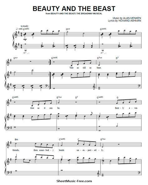 Beauty And The Beast Sheet Music Celine Dion - ♪ SHEETMUSIC-FREE.COM