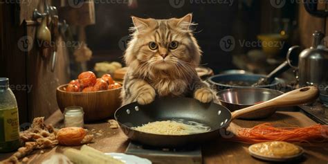 Funny cat prepares food in the kitchen. Generative AI 30322830 Stock Photo at Vecteezy