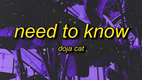 Doja Cat - Need To Know (Lyrics) | you're exciting doja cat - YouTube Music