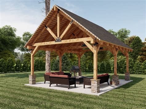 16x20 Garden Pavilion Plans Outdoor Gazebo Blueprints Traditional Style Carports. - Etsy