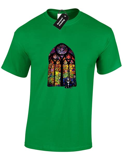 STAINED GLASS BANKSY MENS T-SHIRT FUNNY GRAFFITI ART URBAN JOKE HIPSTER (COLOUR) | eBay