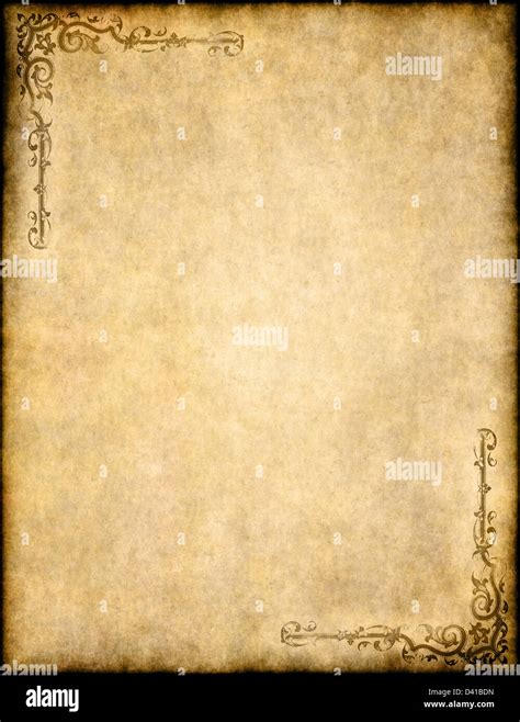 great background of old parchment paper texture with ornate design Stock Photo - Alamy