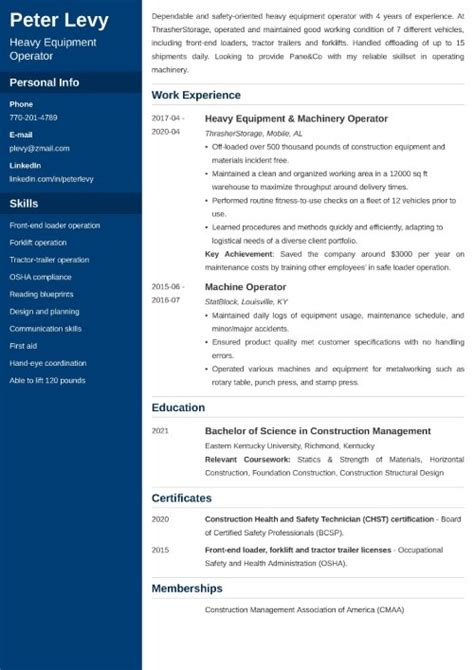 Heavy Equipment Operator Resume: Sample & Job Description