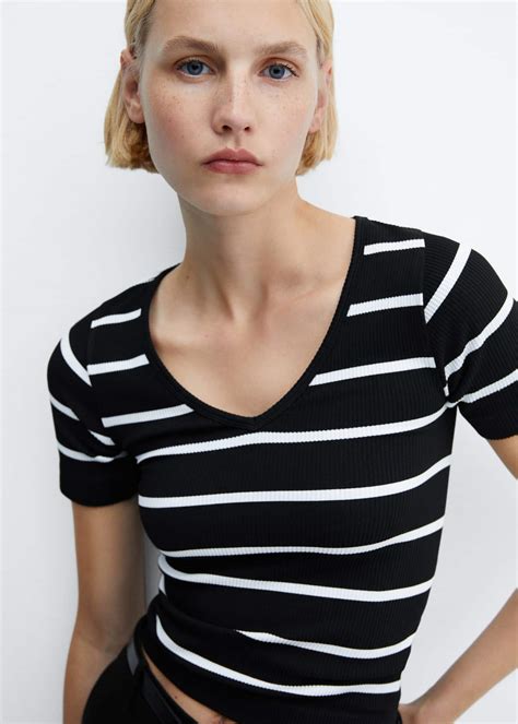 Striped seamless t-shirt - Women | Mango United Kingdom