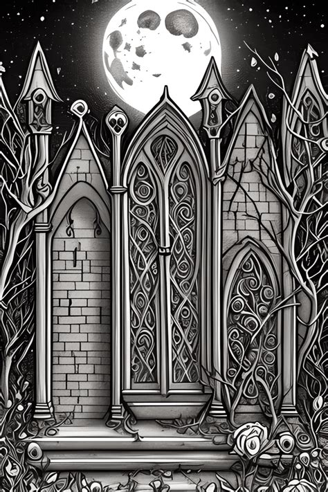 Victorian Gothic Graveyard at Night · Creative Fabrica