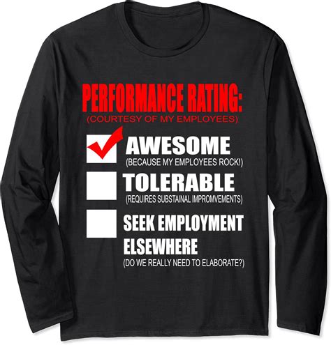 Amazon.com: Employee Appreciation Gifts Shirt Funny Boss Rating Gift tee Long Sleeve T-Shirt ...