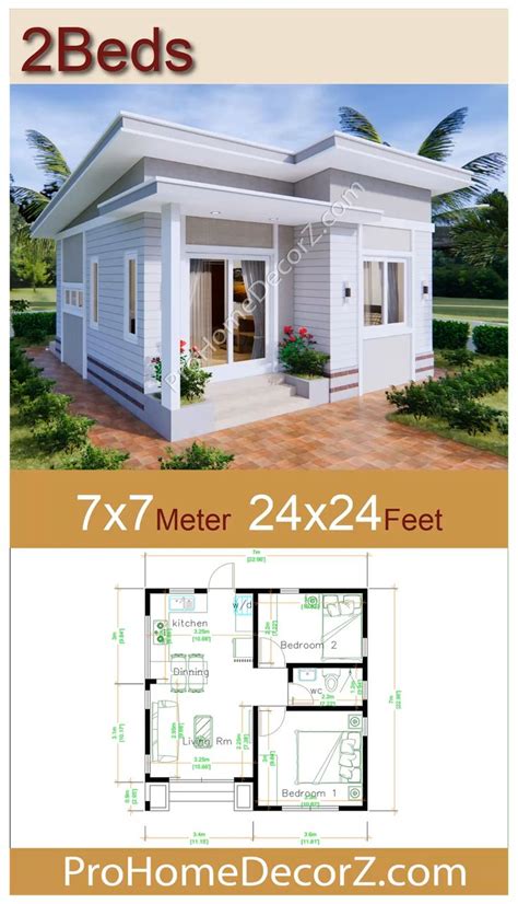 Modern Tiny Homes 7x7 Meters 24x24 Feet #tiny #house #design #small # ...