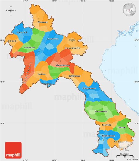 Political Simple Map of Laos, single color outside