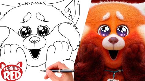 How To Draw RED PANDA MEI LEE FROM TURNING RED | SUPER EASY DISNEY DRAWING - YouTube