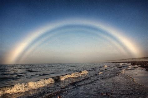 Very rare white rainbow seen near Sout Uist, Scotland. In ancient China these were considered as ...