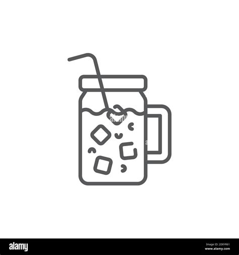Iced coffee with ice cubes icon vector icon symbol drink isolated on white background Stock ...