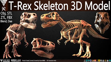 T-Rex Skeleton 3D Model | Behance :: Behance