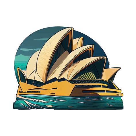 Cartoon sticker of the Sydney Opera House landmark in Australia ...