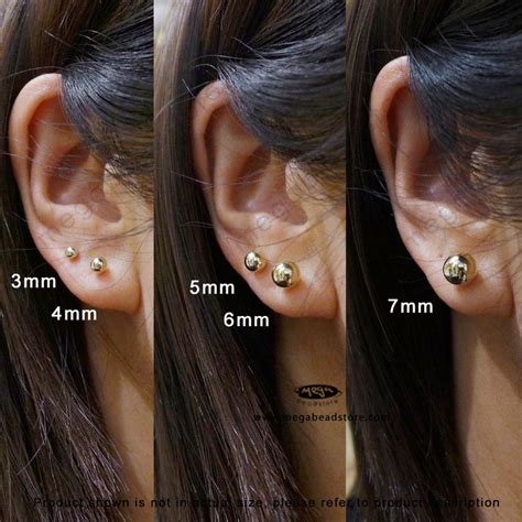 14K Gold 3mm 4mm 5mm 6mm 7mm Ball Stud Earrings Solid Real - Etsy | 14k ...