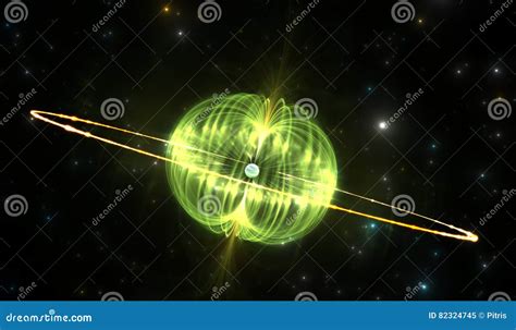 Magnetar or Neutron Star with Extremely Powerful Magnetic Field Stock Illustration ...