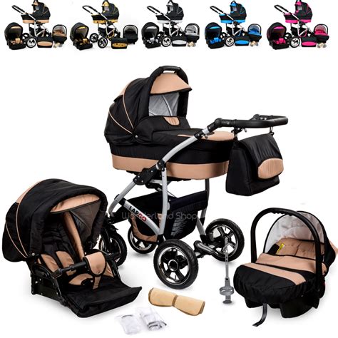 Baby Pram Buggy Newborn Car Seat 3 in 1 Travel System Pushchair ...