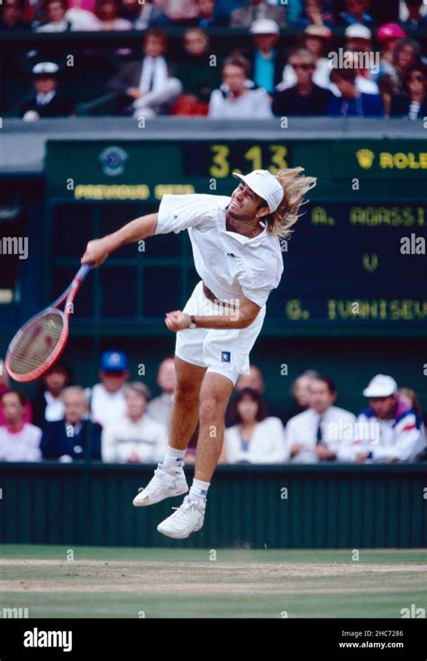 American tennis player Andre Agassi, Wimbledon, UK 1992 Stock Photo - Alamy