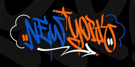 Word New York Abstract Hip Hop Hand Written Graffiti Style Vector ...