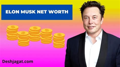 a man standing in front of stacks of coins with the words elon musk net worth