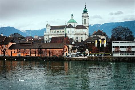 Premium Photo | Solothurn, switzerland - january 3, 2014: waterfrontof saint ursus cathedral in ...