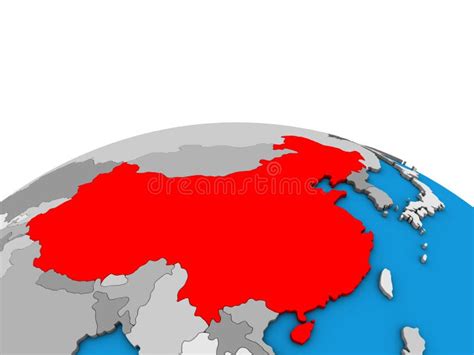 Map of China on 3D globe stock illustration. Illustration of render - 129571889