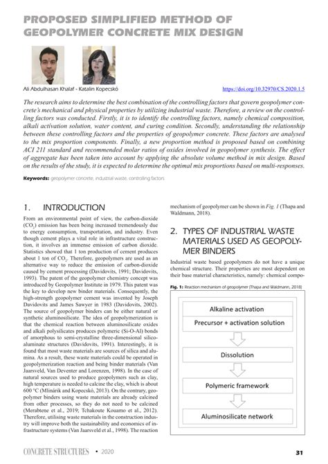 (PDF) CONCRETE STRUCTURES • 2020 PROPOSED SIMPLIFIED METHOD OF GEOPOLYMER CONCRETE MIX DESIGN