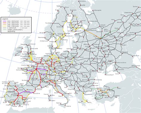 High Speed Rail Map of Europe (Not theoretical) [1275x1024] : r/MapPorn