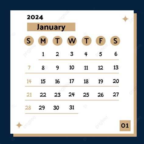 January 2024 Simple Calendar Monthly Graphics Vector Template, January ...