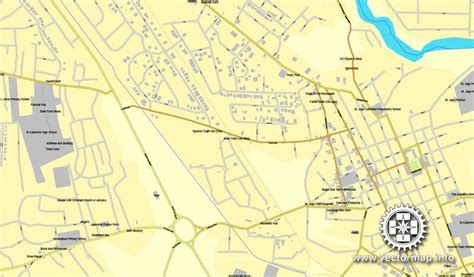 Spanish Town, Jamaica in Adobe PDF, printable vector street City Plan map, fully editable